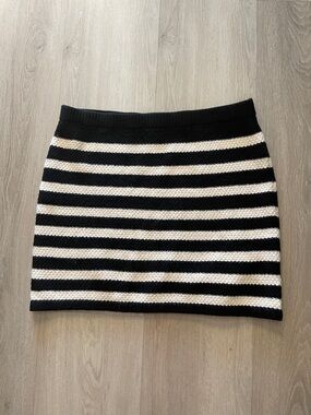 a new day Black and White Striped Knit Mini Skirt